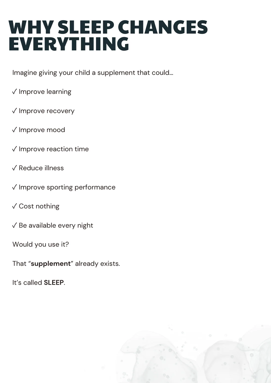 Ebook page describing performance benefits of sleep