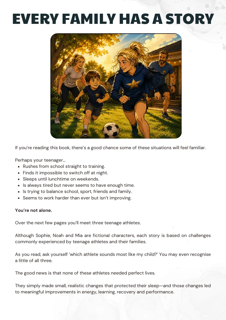 Ebook page introducing family sleep stories