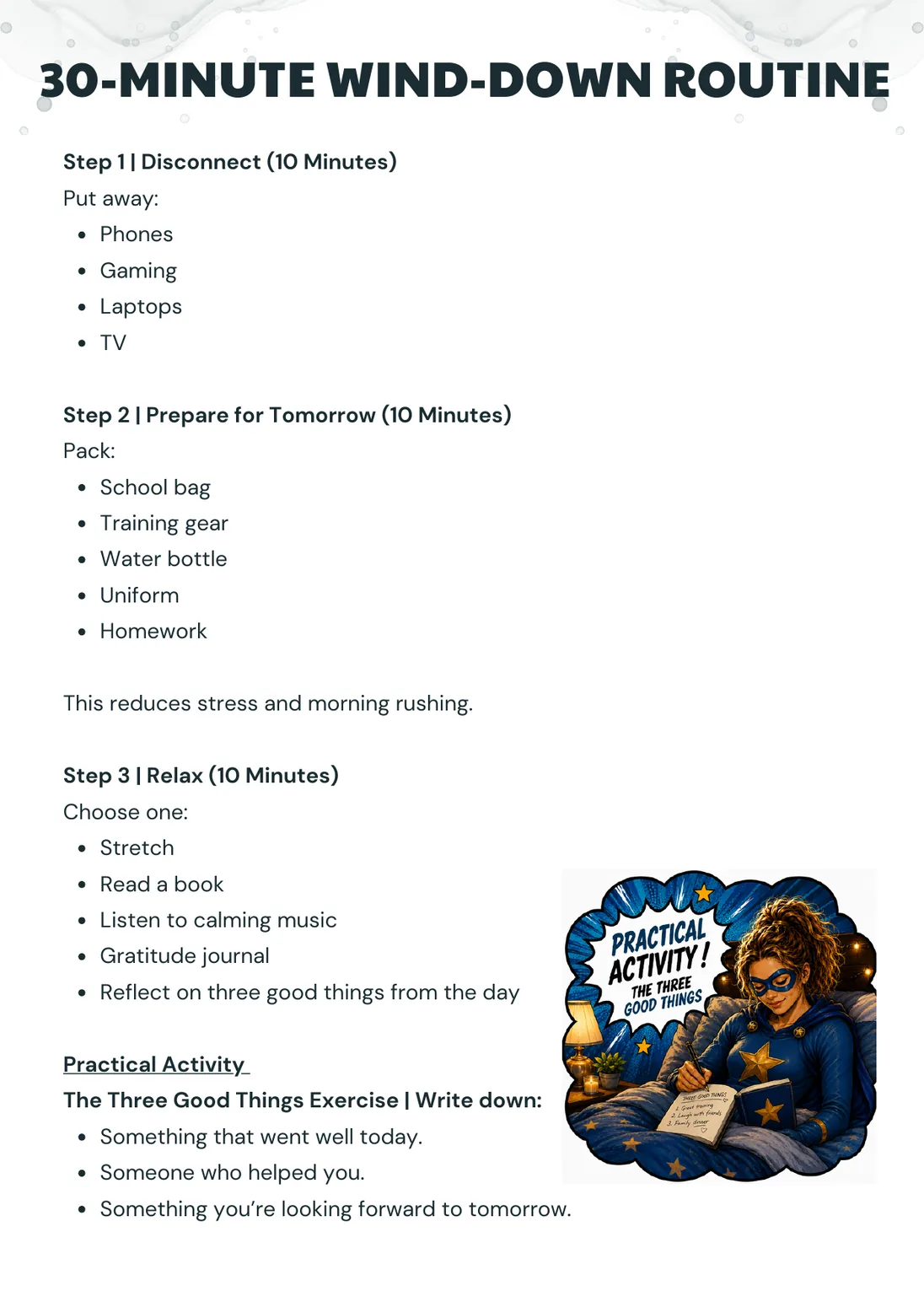30 minute wind-down routine page preview
